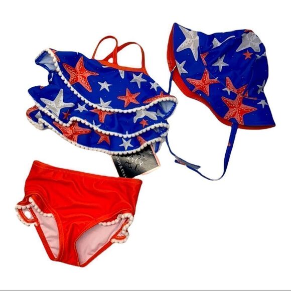 Andy& Evan swimsuit  kids New 3 pc set - Picture 1 of 6